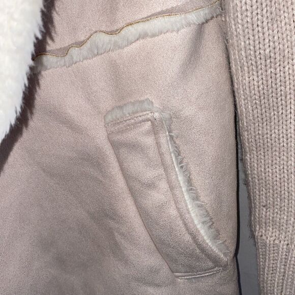 Lovestitch Pink faux suede and fur Cardigan Sweater medium - Picture 4 of 7
